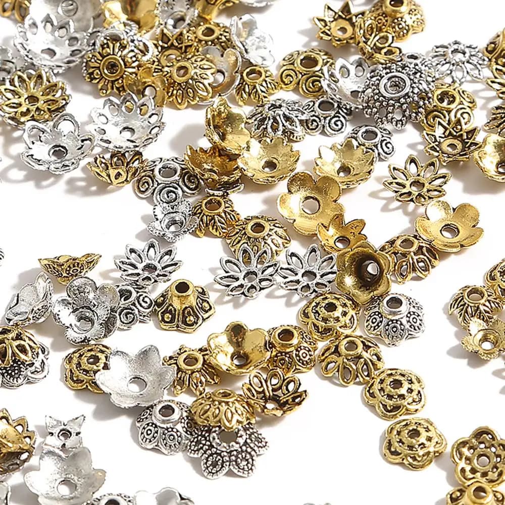 Silver metal caps for beads of different sizes