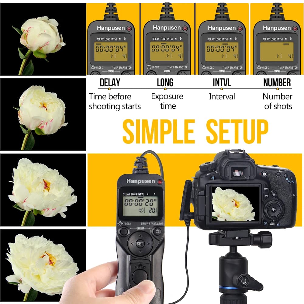 Compact timer remote control with LCD display and control buttons