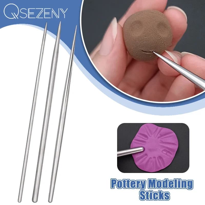 Set of professional steel tools for ceramics and sculpture
