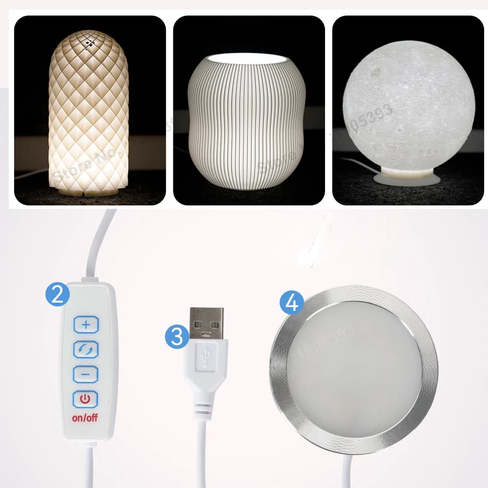 Adjustable 3D printed LED lamp with multiple lighting modes