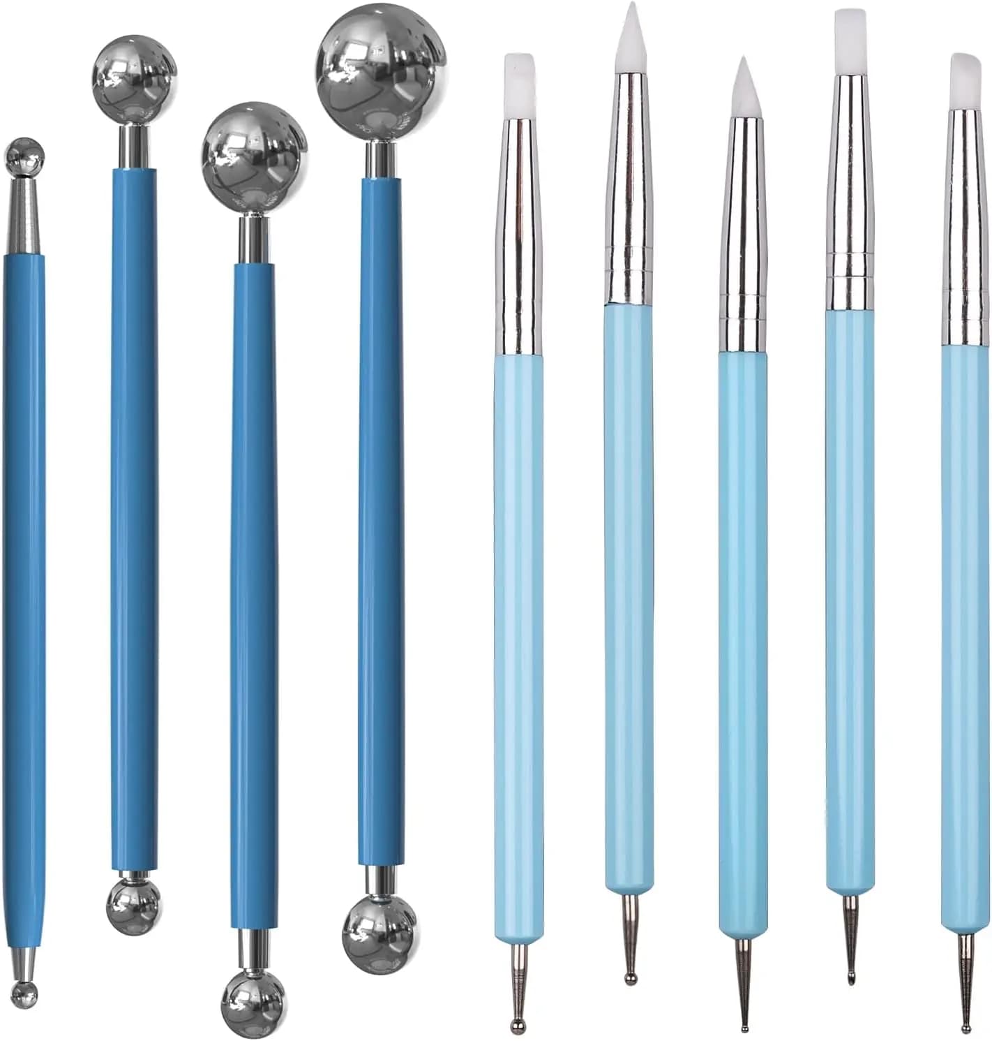 Various tools for sculpting with polymer clay, ceramics, and other materials