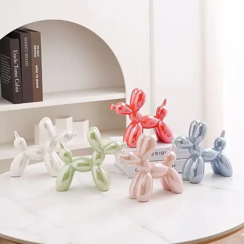 Decorative figurine of a modern abstract silver ceramic dog