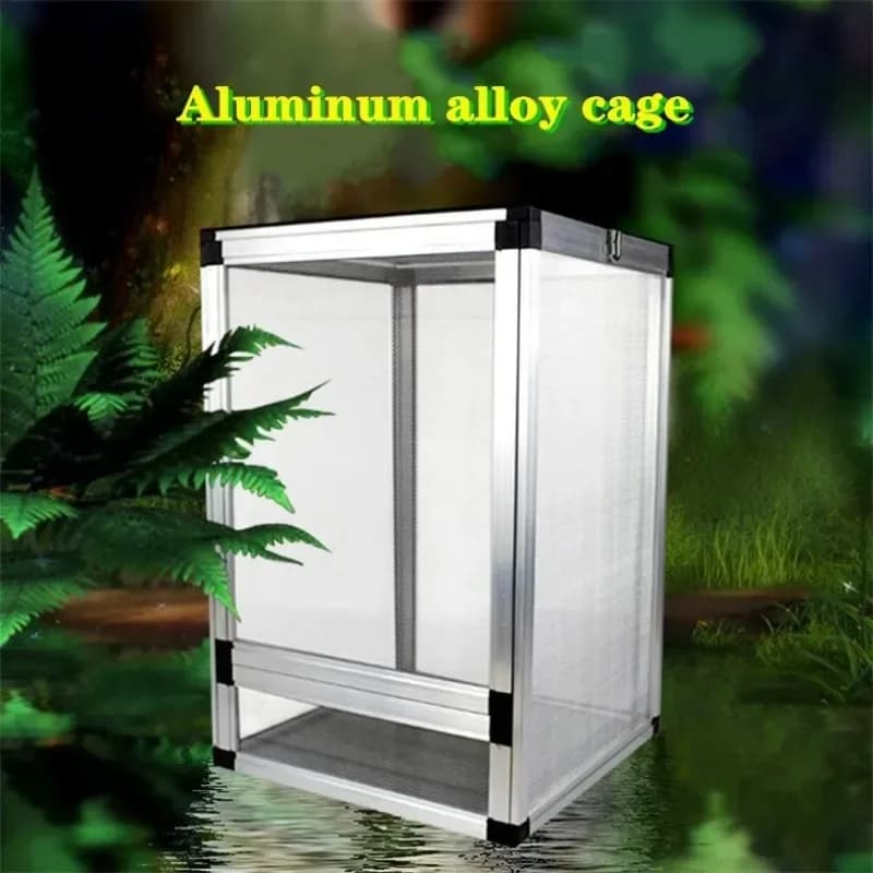 Terrarium avec cadre en aluminium et ventilation en maille
