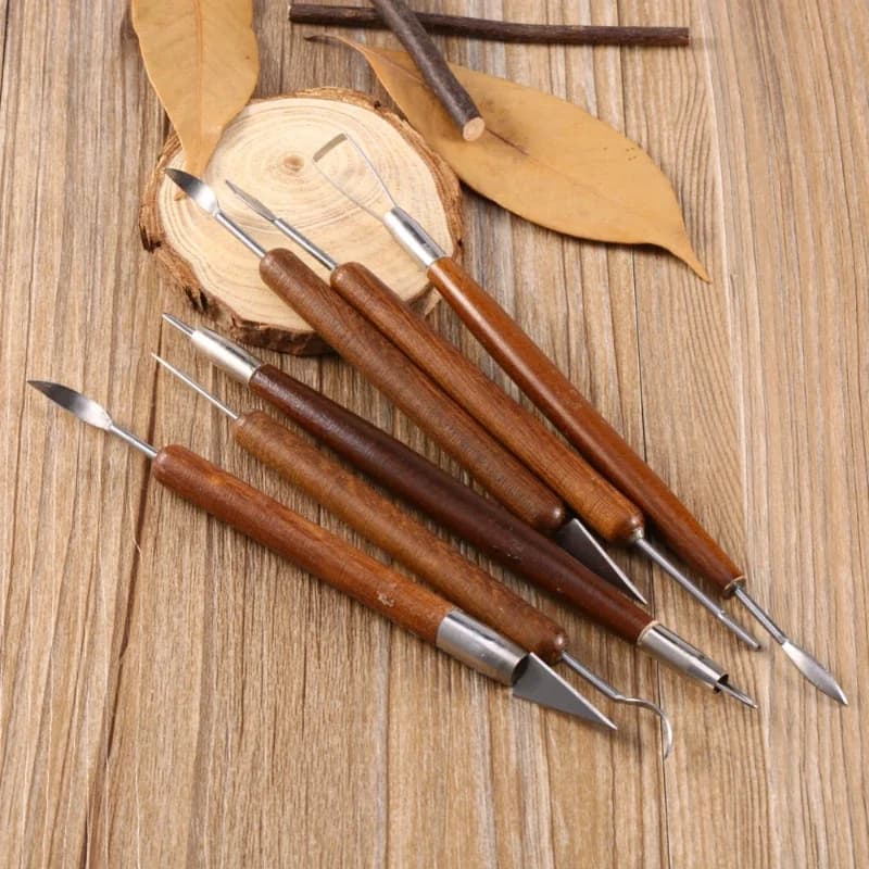 Set of wooden tools for working with clay and sculpture