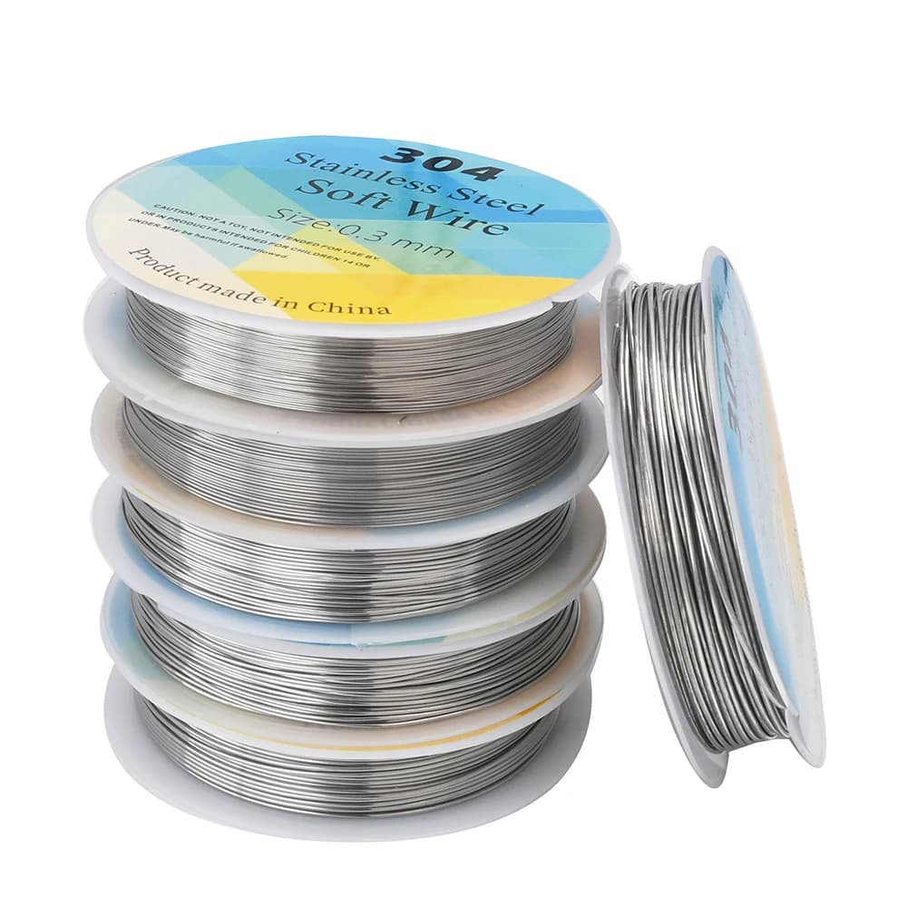 Various sizes of stainless steel wire in assortment