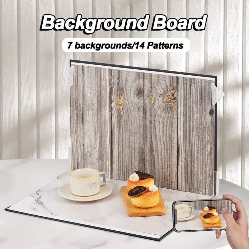 Double-sided photo backdrop with realistic wood print