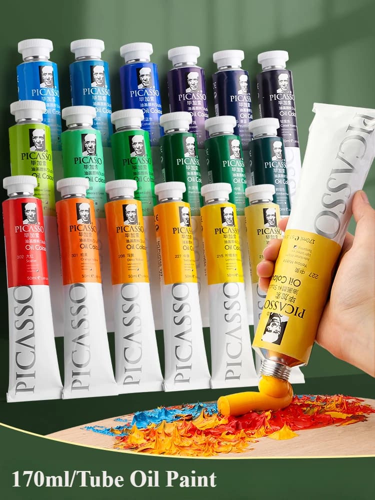 Multicolored tubes with oil paints for painting