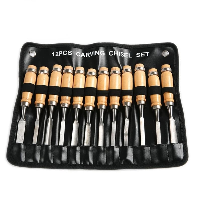 Set of 12 wood carving chisels from the KUNLIYAOI brand