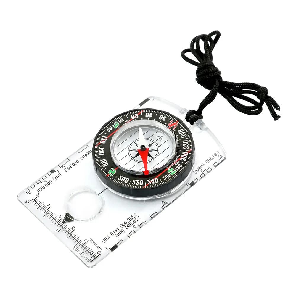 Transparent-colored waterproof compass with large numbers and baseplate
