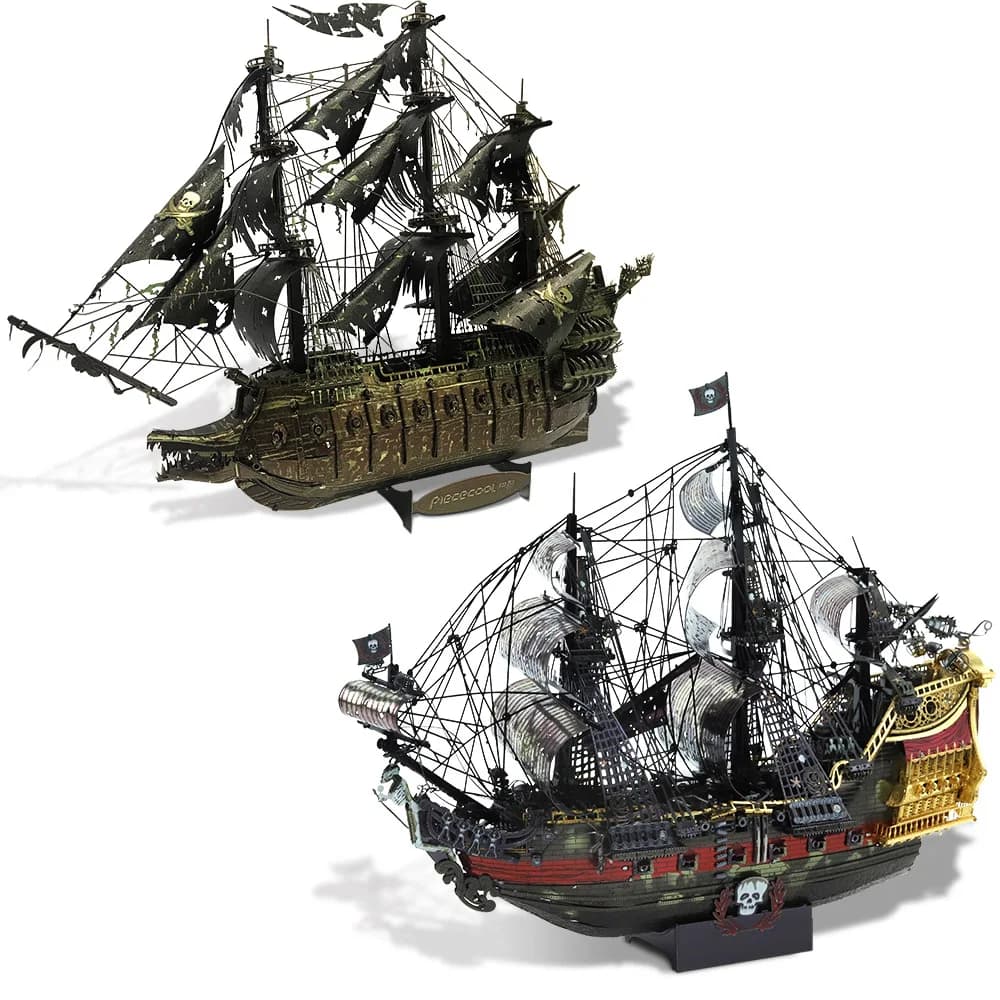 Modelo metálico 3D do navio pirata Piececool, vista frontal