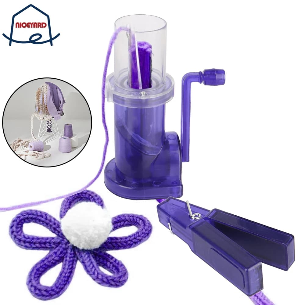 Detailed image of a portable hand knitting machine