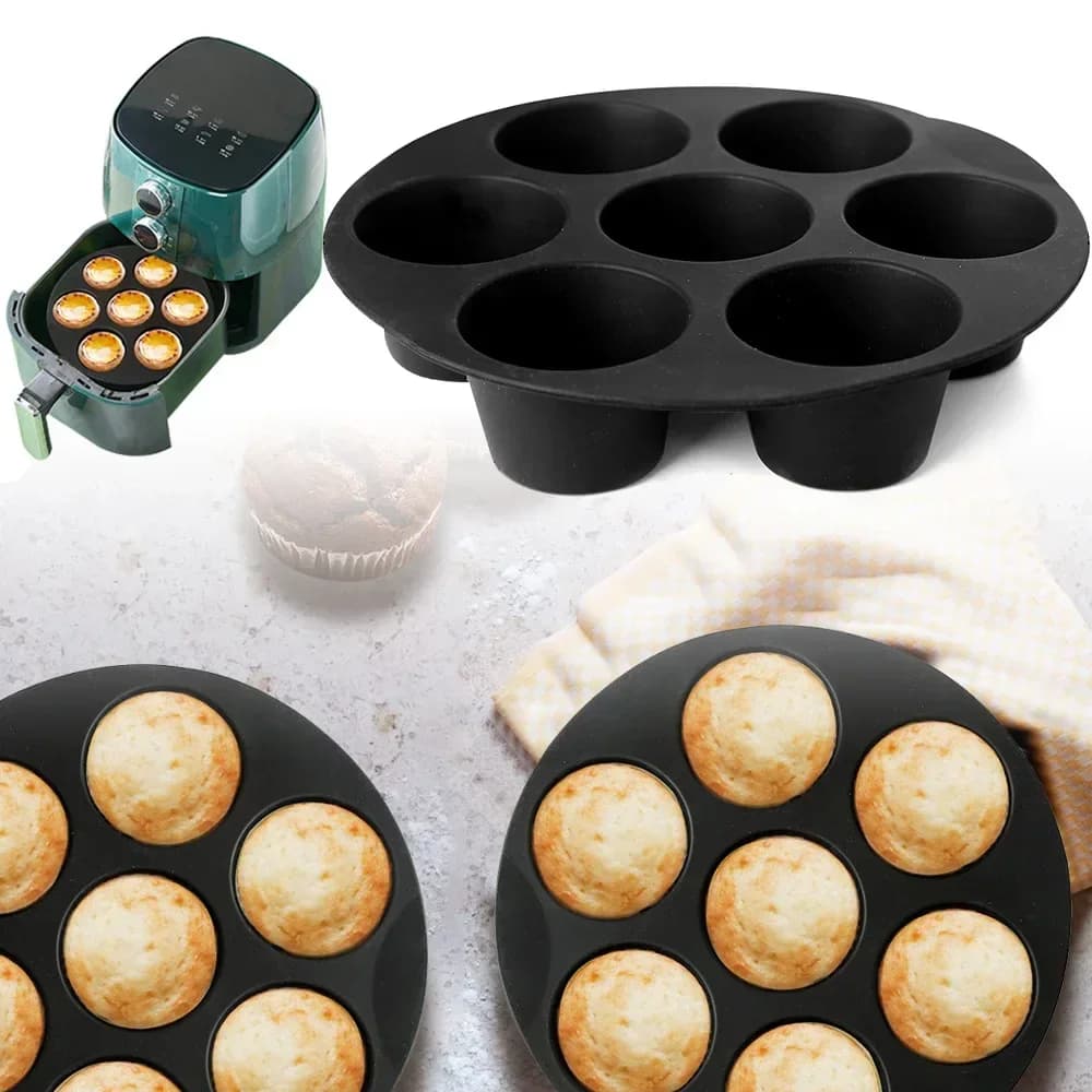 Silicone mold with 7 holes for making cupcakes and other desserts