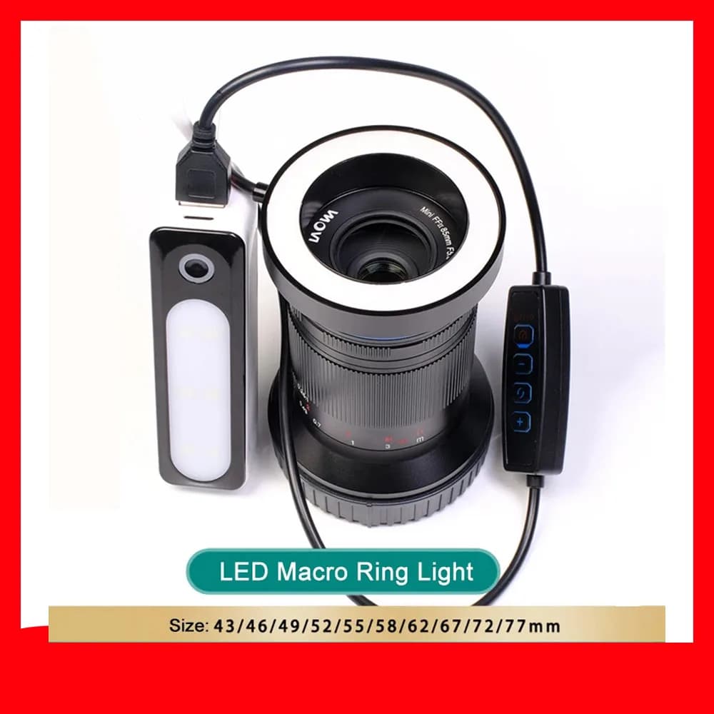 The flash is installed on the camera for macro photography