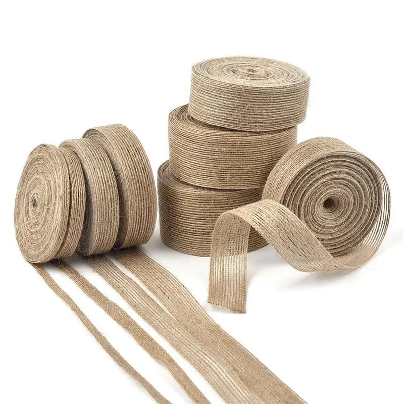 Natural jute ribbon used to decorate wedding compositions