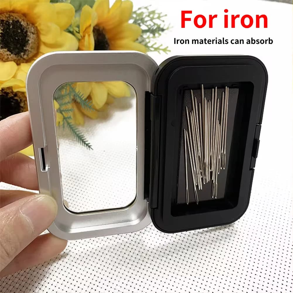 Black box with secure closure for safe storage of sewing supplies
