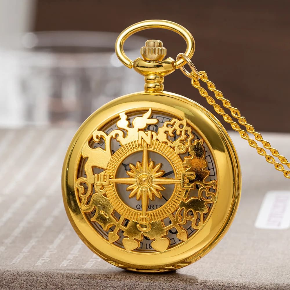 Vintage-style pocket watch with Arabic numerals on the dial