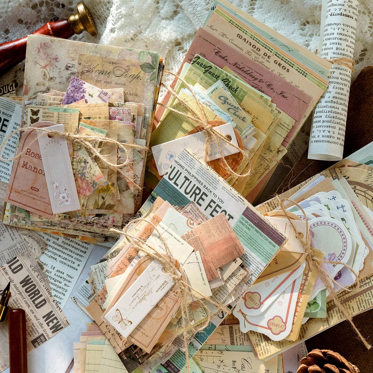 vintage paper scrapbooking set