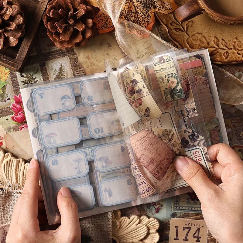 Photo of vintage stickers with elegant floral motifs